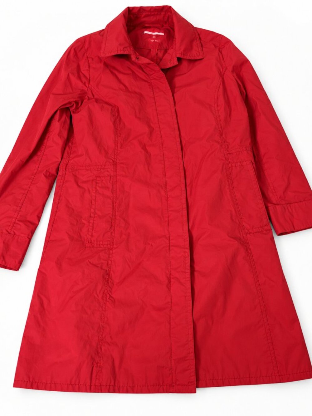 Eddie Bauer Red Lightweight Trench Coat Women's M Cotton Blend Spring Jacket